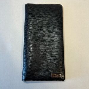 Salvatore Ferragamo,‎ black leather bifold long wallet